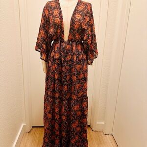 Elegant Floral Deep V Maxi Dress